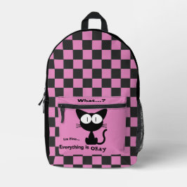 Mochila Impresa Gato Negro, Gato Lindo, Patrón de Gato, Impreso Mo