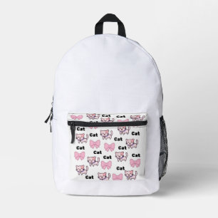 Mochila Impresa Gato Rosa Lindo y Patrón de Lazo