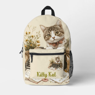 Mochila Impresa Gato vintage adorable