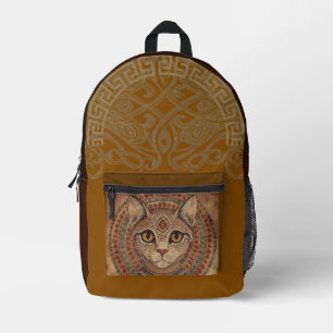 Mochila Impresa Gato vintage antiguo, estilo Grecia antigua, naran