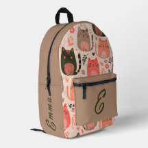 Gatos Lindos y Patrón Floral Monograma Personaliza
