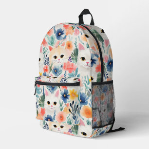 Mochila Impresa Gatos y flores coloridas patrón sin fisuras