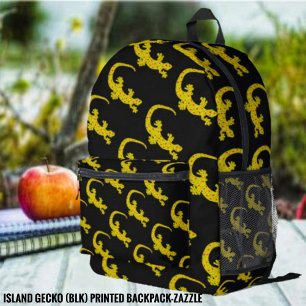 Mochila Impresa Gecko de la isla (negro)