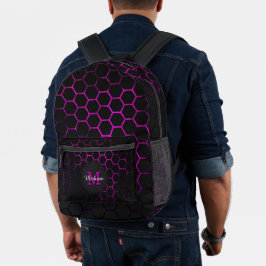Mochila Impresa Geometría del neonato rosado negro en caliente Mon