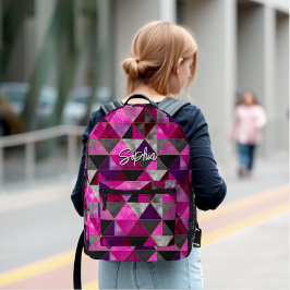 Mochila Impresa geométrica de color rosa púrpura de moda