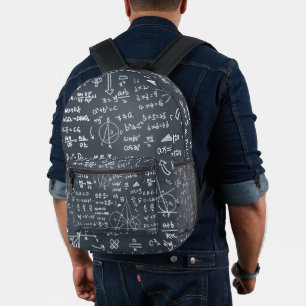 Mochila Impresa Geométrica matemática, patrón de fórmula, negro