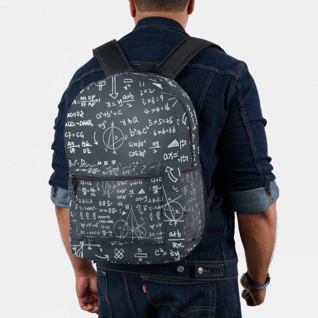 Mochila Impresa Geométrica matemática, patrón de fórmula, negro (Insitu (Modelo))
