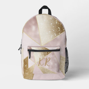 Mochila Impresa Geométrica personalizada de Glam Pink Gold Purpuri