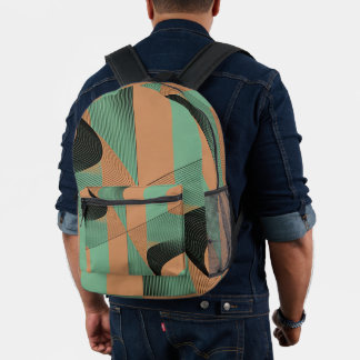 Mochila Impresa geometrical shapes retro vintage terracotta green 