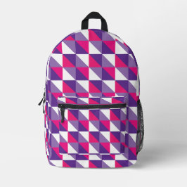 Mochila Impresa Geométrico Abstracto Retro Rosa Púrpura y Blanco
