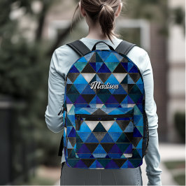 Mochila Impresa geométrico azul turquesa de moda
