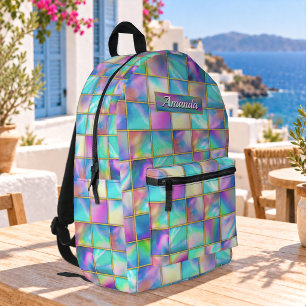 Mochila Impresa Geométrico dorado falso holográfico elegante