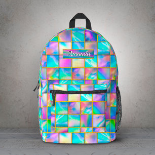 Mochila Impresa Geométrico dorado falso holográfico elegante