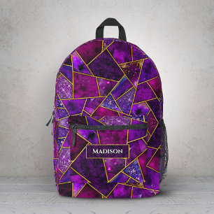 Mochila Impresa Geométrico femenino rosa púrpura elegante