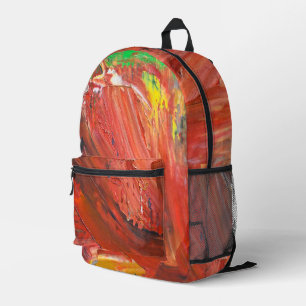 Mochila Impresa Gesto Vertical Abstracto en Rojo