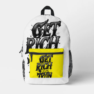 Mochila Impresa Get Rich or Die Tryin — Chrome Typography Motivati