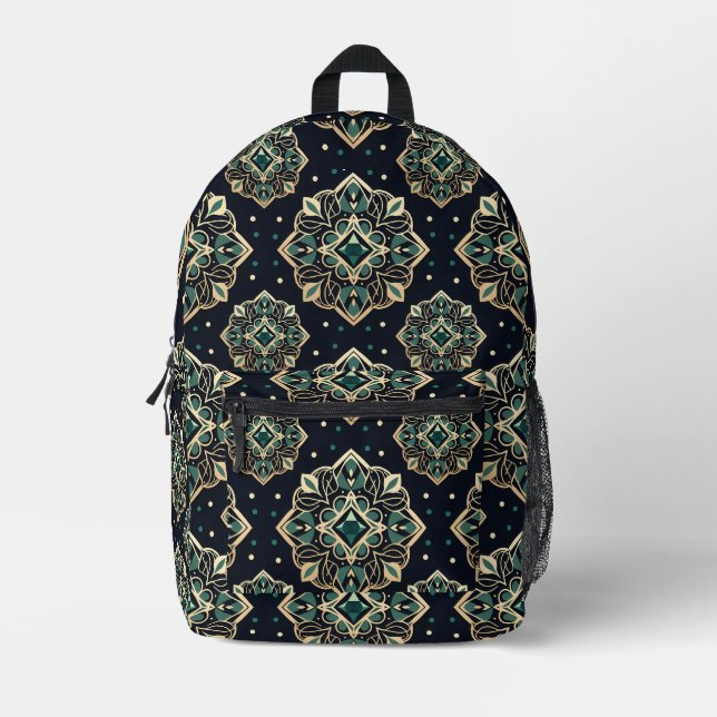 Mochila Impresa Gilded Emerald Mandala (Anverso)