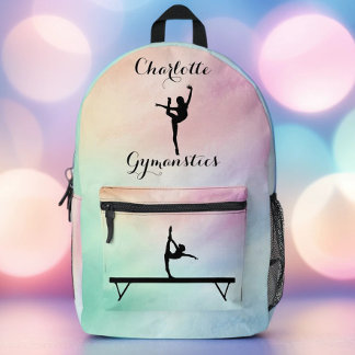 Mochila Impresa Gimnasia Pastel Verde Púrpura Personalizado