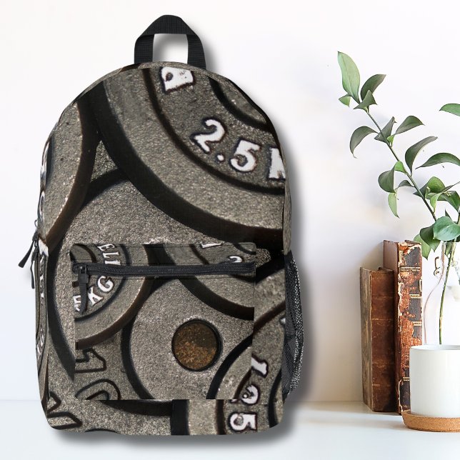 Mochila Impresa Gimnasio negro Pesa la aptitud (Modern Abstract Black Weight Gym Weightlifting Printed Backpack)