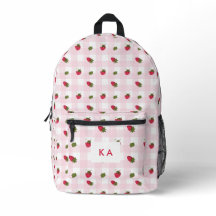 Gingham de Fresa Monograma Personalizado Rosa Lind