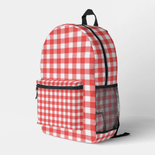 Mochila Impresa Gingham rojo y blanco