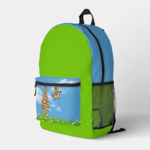 Mochila Impresa Giraffe Cuta Con Daisy