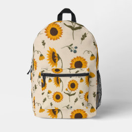 Mochila Impresa Girasol alegre patrón botánico Crema 