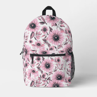 Mochila Impresa Girasoles Florales Rosados