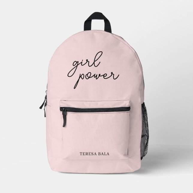 Mochila Impresa Girl Gang | Modern Feminism Blush Pink Design (Anverso)