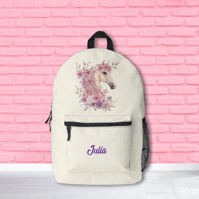 Mochila Impresa Girls Pretty Ponies Pastel Floral Horse (Subido por el creador)