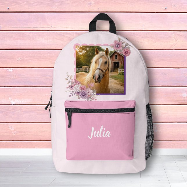 Mochila Impresa Girls Pretty Ponies Pastel Floral Horse Backpack (Subido por el creador)