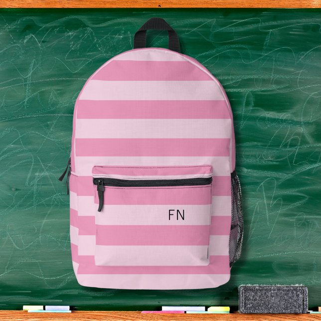 Mochila Impresa Girly Pastel Tiras Rosa Monograma Iniciales (Subido por el creador)