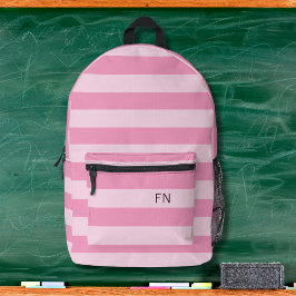 Mochila Impresa Girly Pastel Tiras Rosa Monograma Iniciales