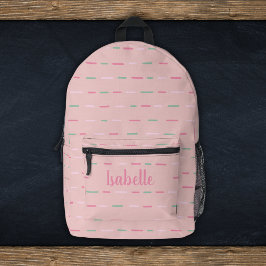 Mochila Impresa Girly Pastel Tiras Rosadas Monograma Nombre