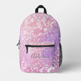 Mochila Impresa Girly Rosa Purpurina de oro Esparkles Monograma No