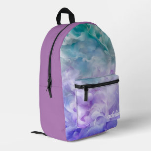 Mochila Impresa Giro de nubes azul y púrpura