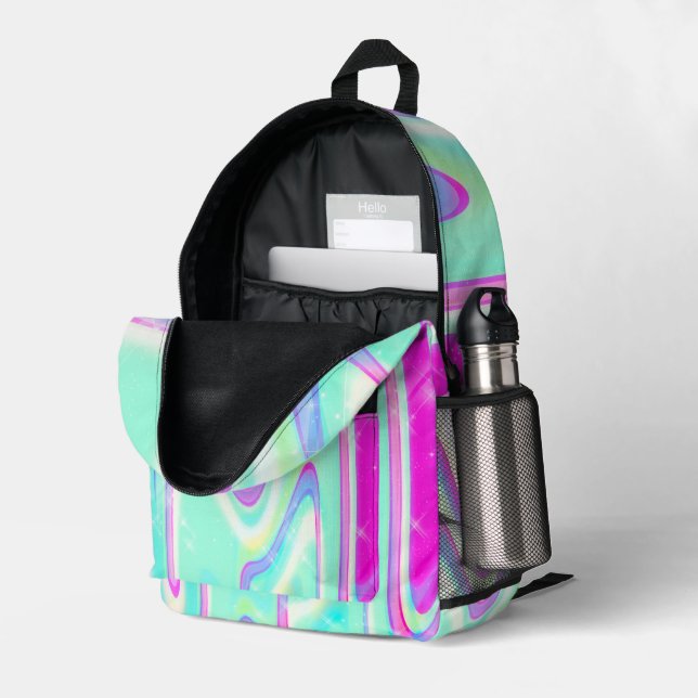 Mochila Impresa Giro líquido holográfico irlandés (Esquina trasera derecha (abierta))