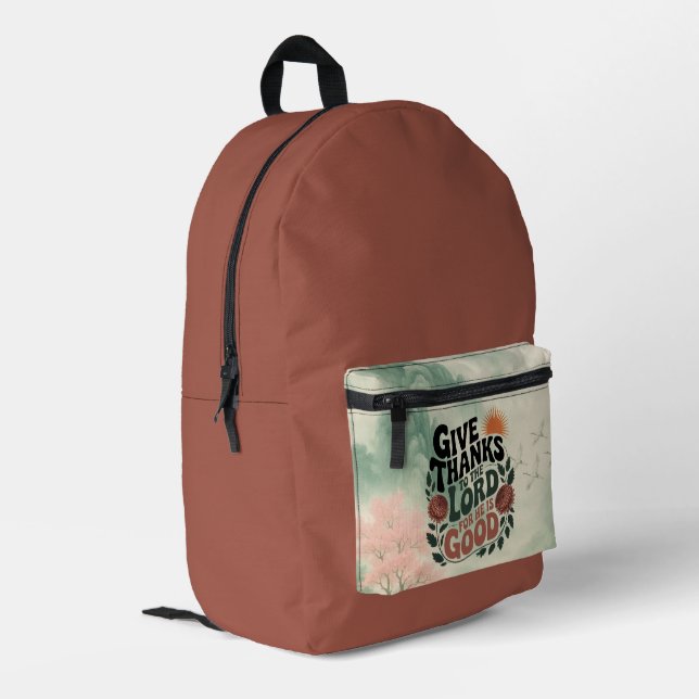 Mochila Impresa Give Thanks - Christian Backpack (Esquina izquierda trasera)