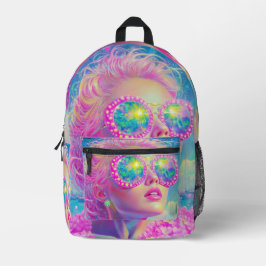 Mochila Impresa Glamorosa mujer neón con gafas de espuma
