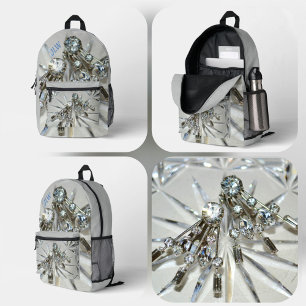 Mochila Impresa Glamour de cristales con iniciales personalizadas