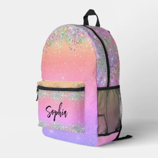 Mochila Impresa Glitter Holográfico Moderno Arcoíris Femenino