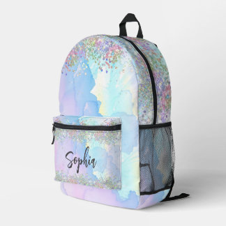 Mochila Impresa Glitter holográfico moderno arcoíris trendy