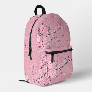 Mochila Impresa Glitter Rosa Flor de Cerezo