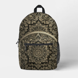 Mochila Impresa Gold Artistic Mandala Backpack