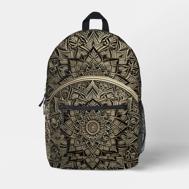 Mochila Impresa Gold Artistic Mandala Backpack (Anverso)