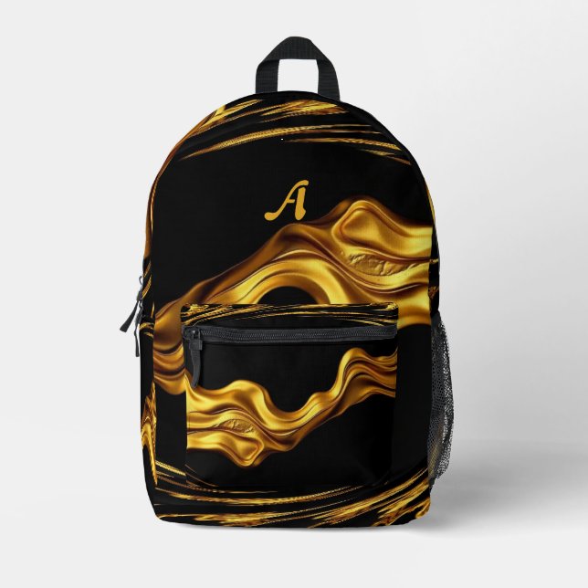 Mochila Impresa Gold Black Monochrome Swirl Liquid Gold Achempong  (Anverso)