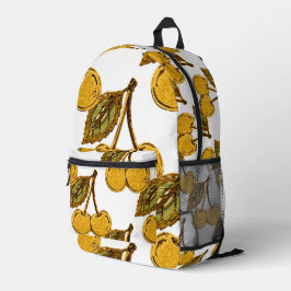 Mochila Impresa Golden Metallic Cherries Pattern