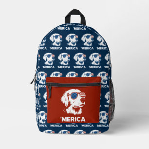 Mochila Impresa Golden Retriever 4 De Julio Merica