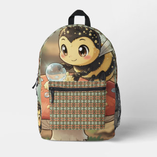 Mochila Impresa Goldene Hummel im Blütentanz