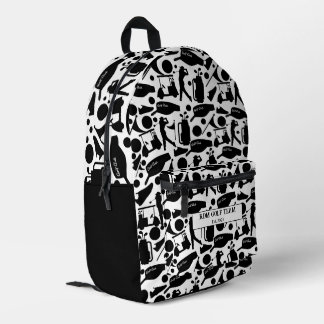 Mochila Impresa Golf Silhouette Pattern Classic Black & White